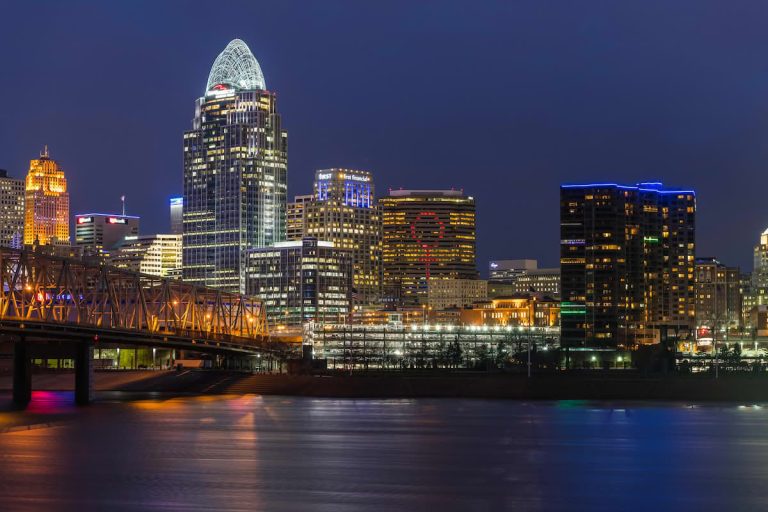 Downtown Cincinnati, Ohio at night