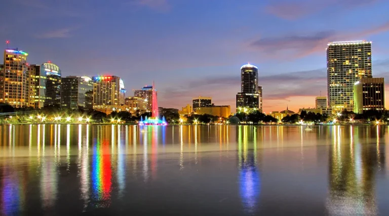 Lake Eola Park at night, Orlando, FL