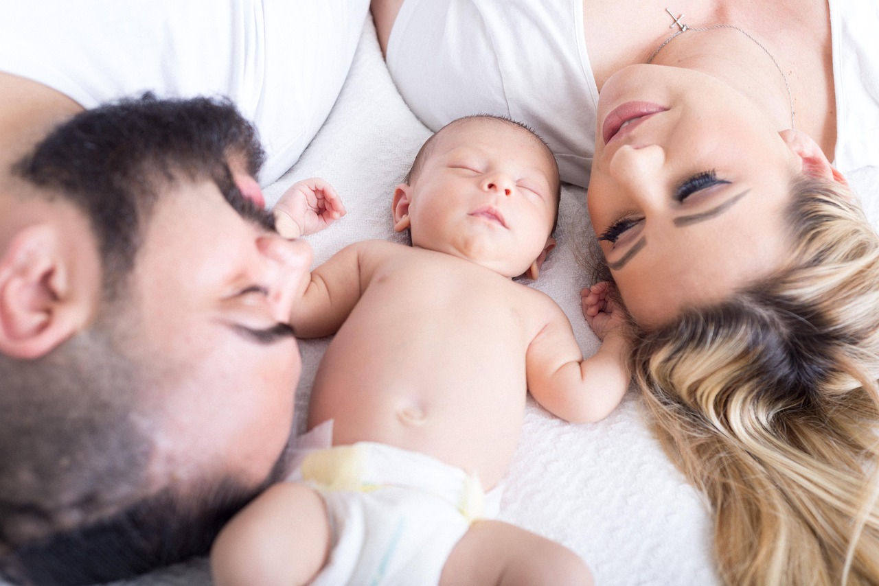 Man, woman and baby