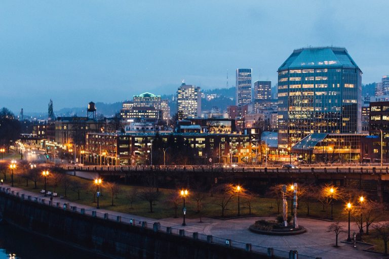 Portland, Oregon in the evening