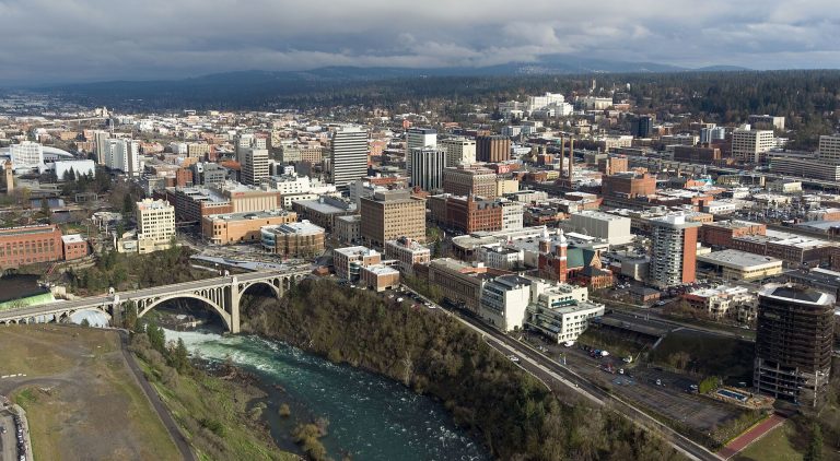 Aerial view of Spokane, Washington